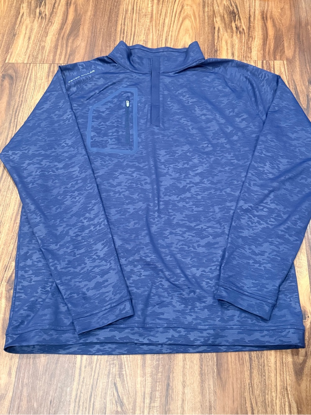 Peter Millar Forge Performance 1/4 Zip - L - Navy Blue Camo
